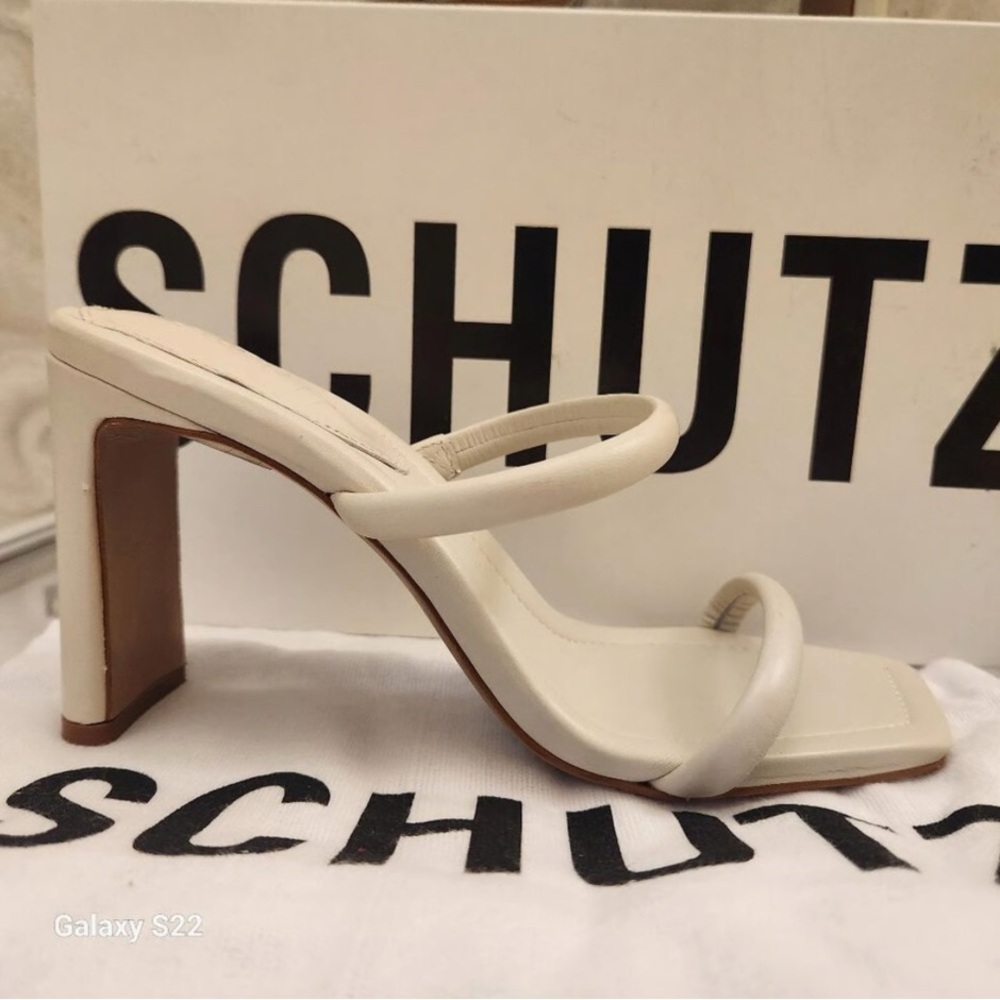 SCHUTZ Cream Open-Toe Heels